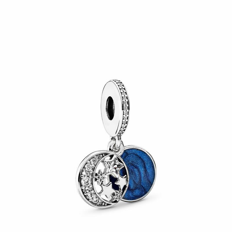 Pandora Moon & Blue Sky Dangle Charm NZ, Sterling Silver (902548-CAR)